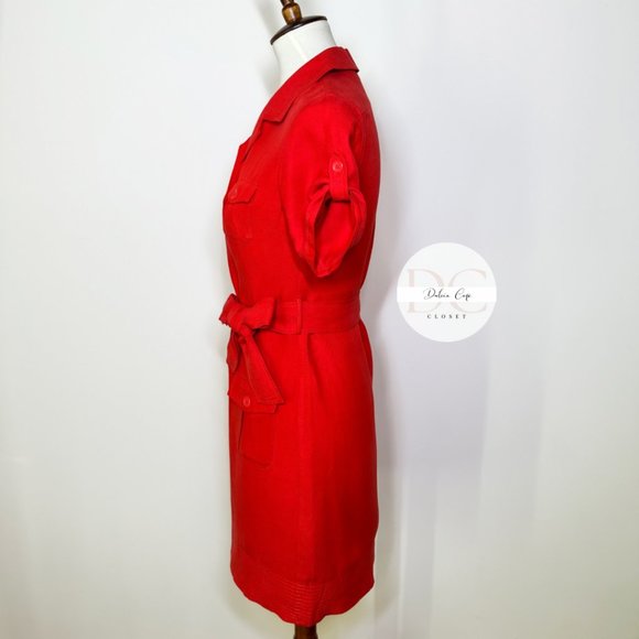 BANANA REPUBLIC Linen & Silk Red Shirt Mini Dress Size 0 - Picture 5 of 10